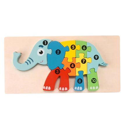 Grabtro Colorful Wooden Elephant Puzzle for Preschool Learning Fun